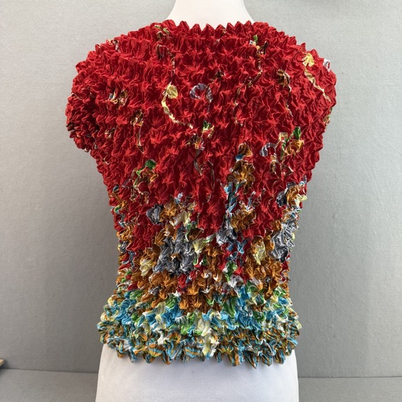 Y2K Popcorn Shirt Red Bubble Scrunch Magic Stretch Top One Size NWT Novelty 90s - Picture 2 of 5